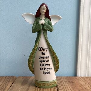 Vintage Abbey Press Green "May the Blessed Spirit" Angel Figurine 9" Tall Decor!